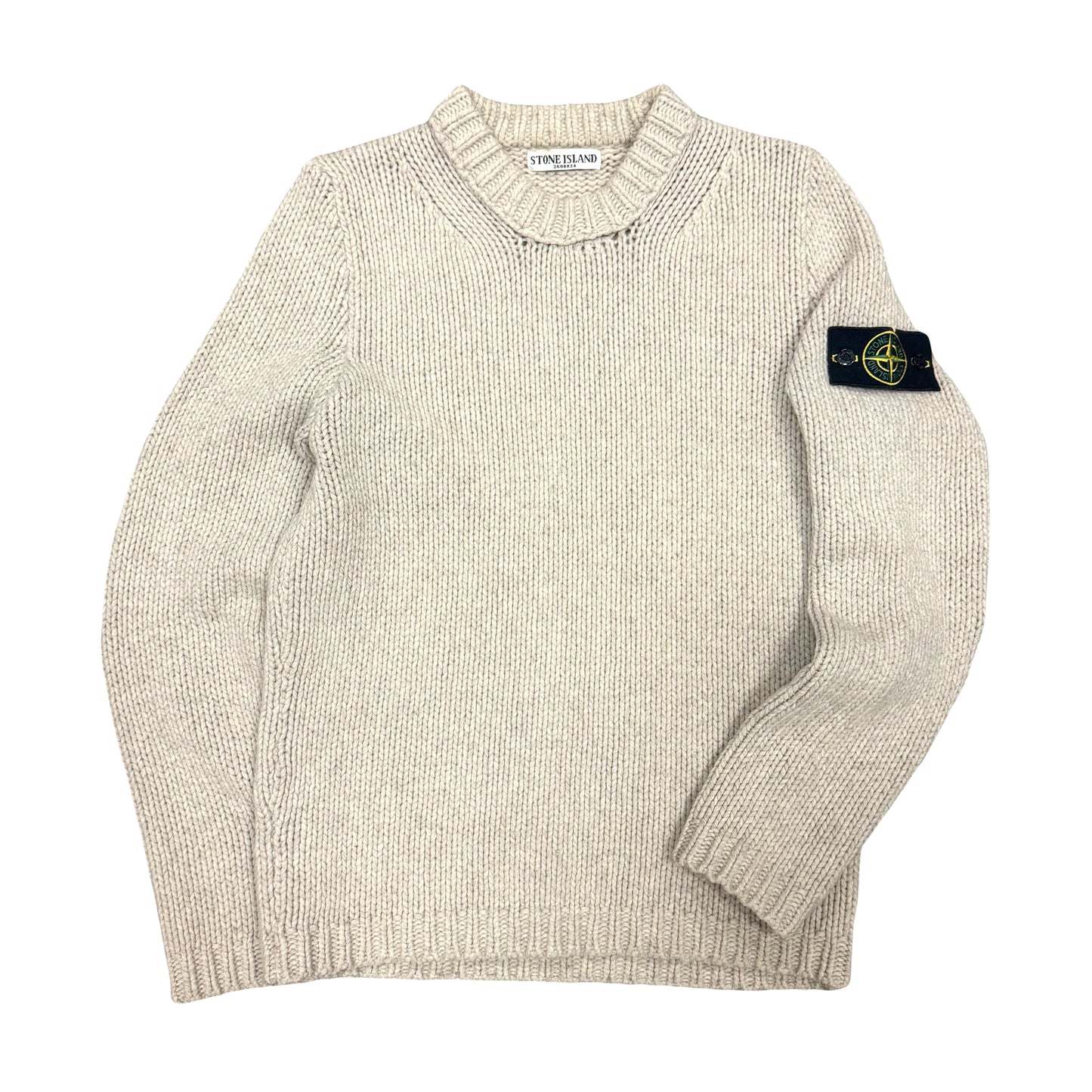 1990s STONE ISLAND LANA WOOL OATMEAL CHUNKY KNIT SWEATER (L)