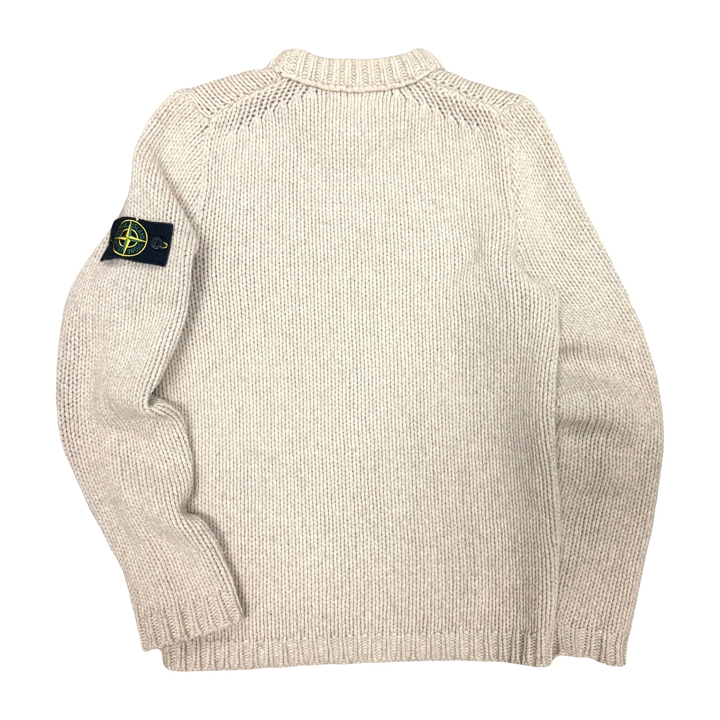 1990s STONE ISLAND LANA WOOL OATMEAL CHUNKY KNIT SWEATER (L)