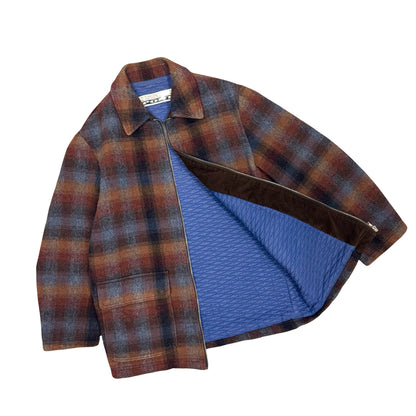 1980s MISSONI SPORT PLAID WOOL QUILT LINED JACKET (L)