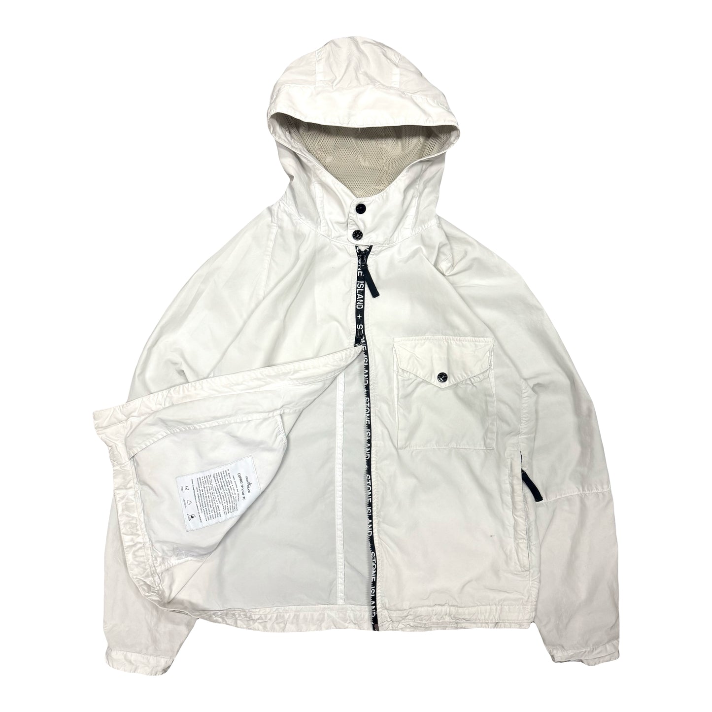 STONE ISLAND CUPRO NYLON-TC DOUBLE ZIP HOODED JACKET (M)