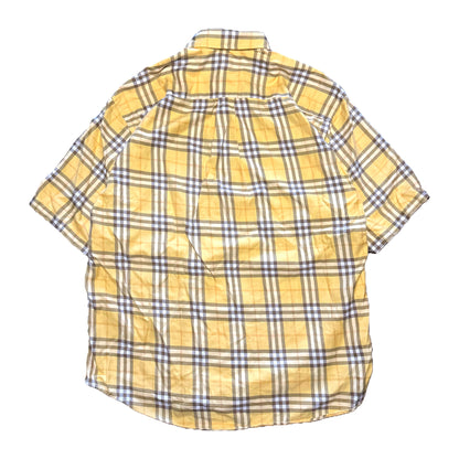 2000S BURBERRY YELLOW NOVA CHECK BUTTON DOWN SHIRT (XL)