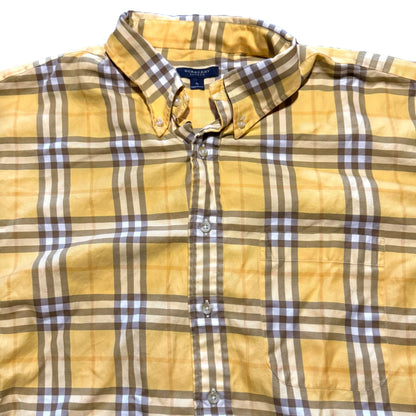 2000S BURBERRY YELLOW NOVA CHECK BUTTON DOWN SHIRT (XL)