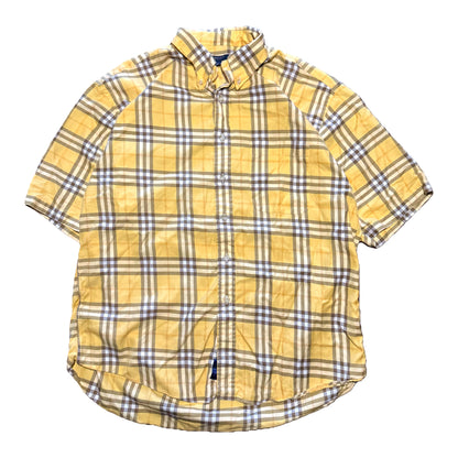 2000S BURBERRY YELLOW NOVA CHECK BUTTON DOWN SHIRT (XL)